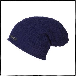Noise Cross Knitted Slouchy Beanie Cap (Blue)